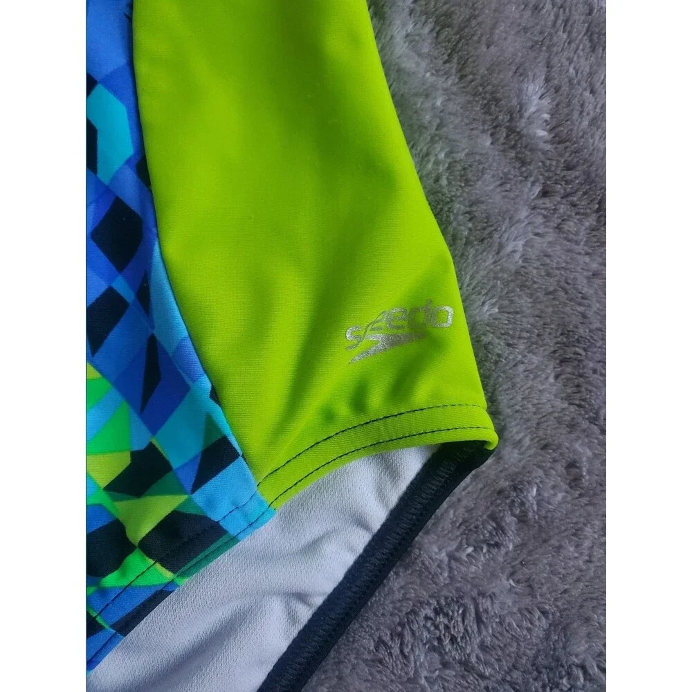 Speedo Girl’s 14 Swimsuit One-Piece Green Black